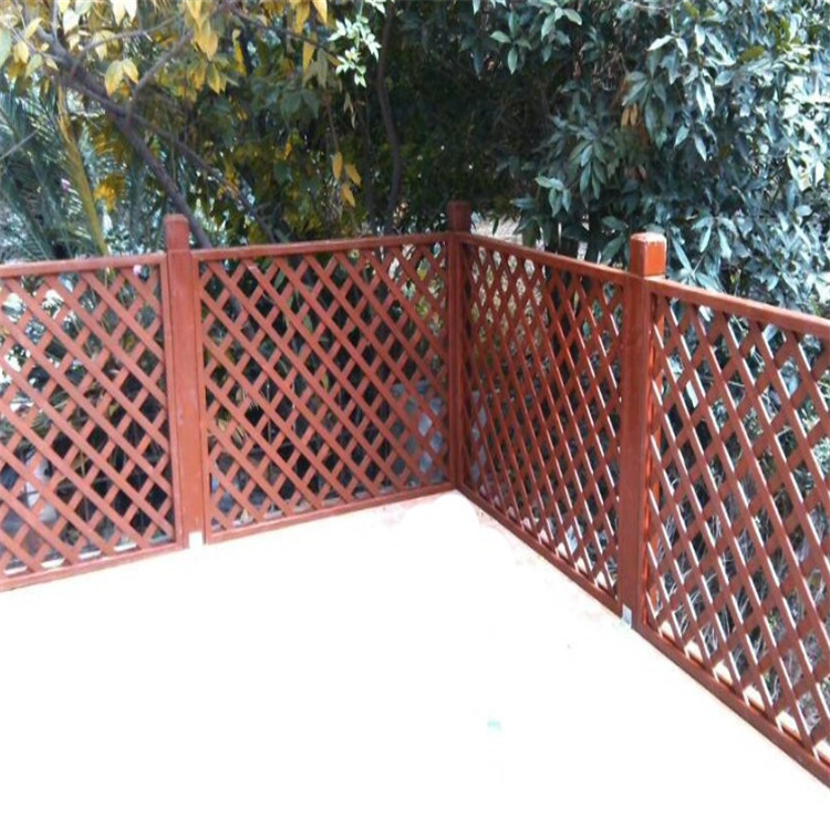 厂家直销户外防腐木栅栏碳化木网格围栏实木护栏可定制木质篱笆