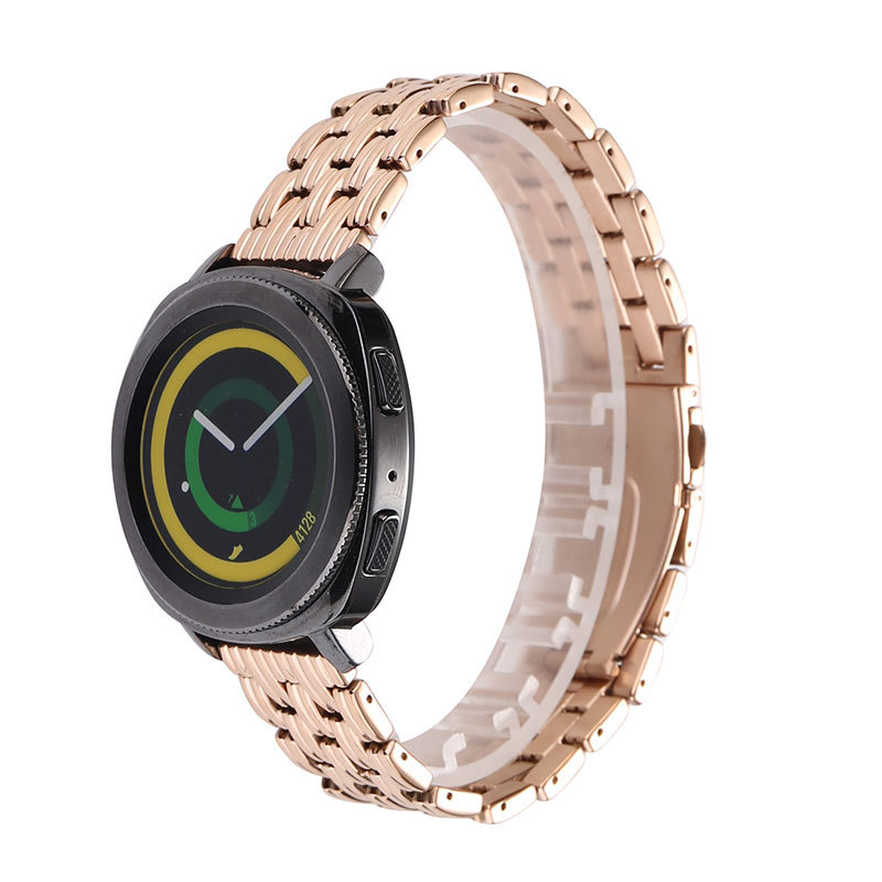 适用于三星智能手表腕带galaxy watch 42/46mm五珠平扣不锈钢表带