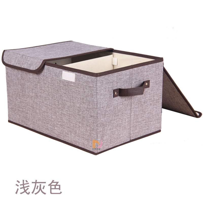 Household Clothes Storage Box Cotton and Linen Fabric Double Cover Clothing Storage Box Large Folding Storage Box Cross-Border