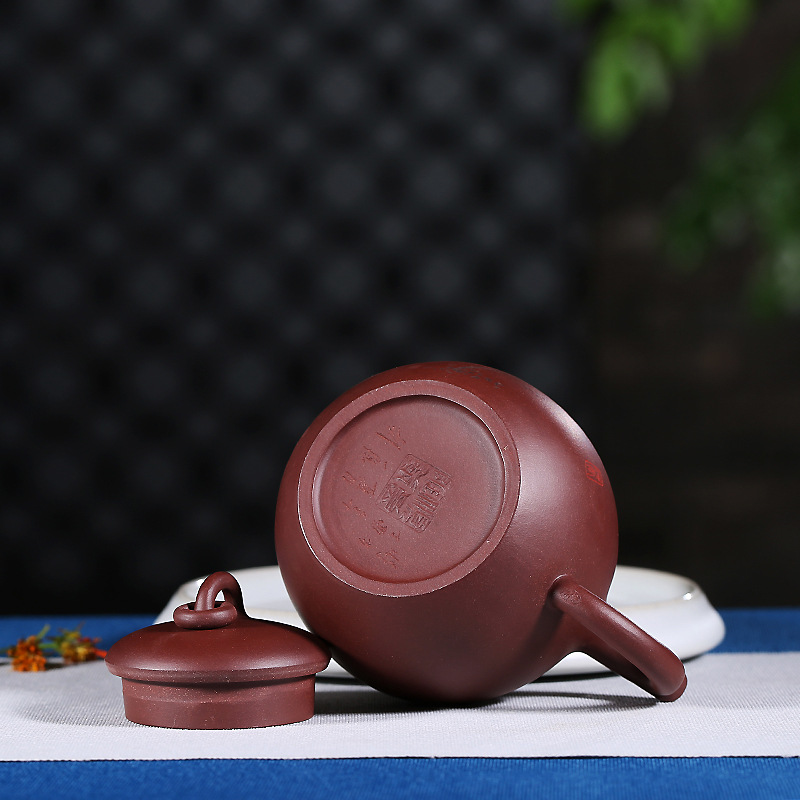 韵海壶正品宜兴全手工刻绘双环卡盖荷花壶日用百货茶具茶壶热卖