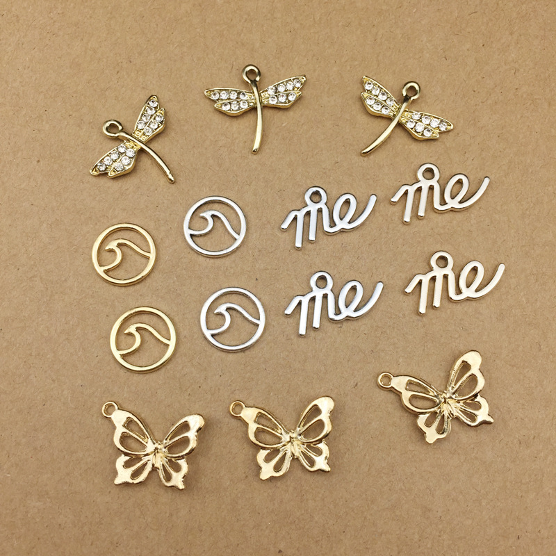 蝴蝶 蜻蜓 海浪 英文me饰品配件 耳环吊坠挂件配饰 手工diy材料