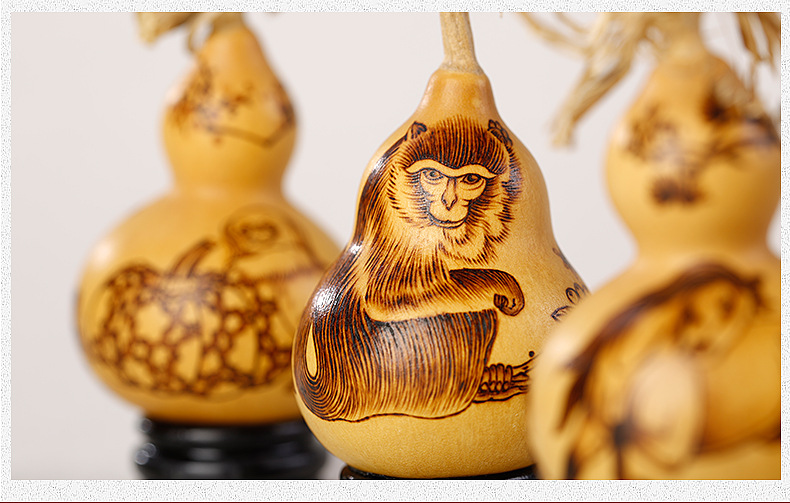 十二生肖烙画葫芦天然葫芦摆件烙画把玩文玩收藏小葫芦配饰挂件