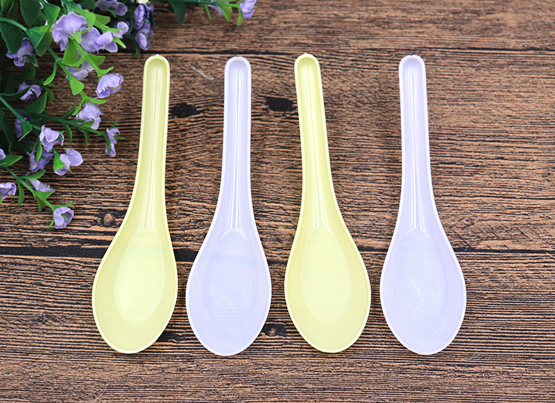 米淘一次性食品级pp塑料勺子ds1饭羹汤勺小调羹大头勺凤尾勺批发