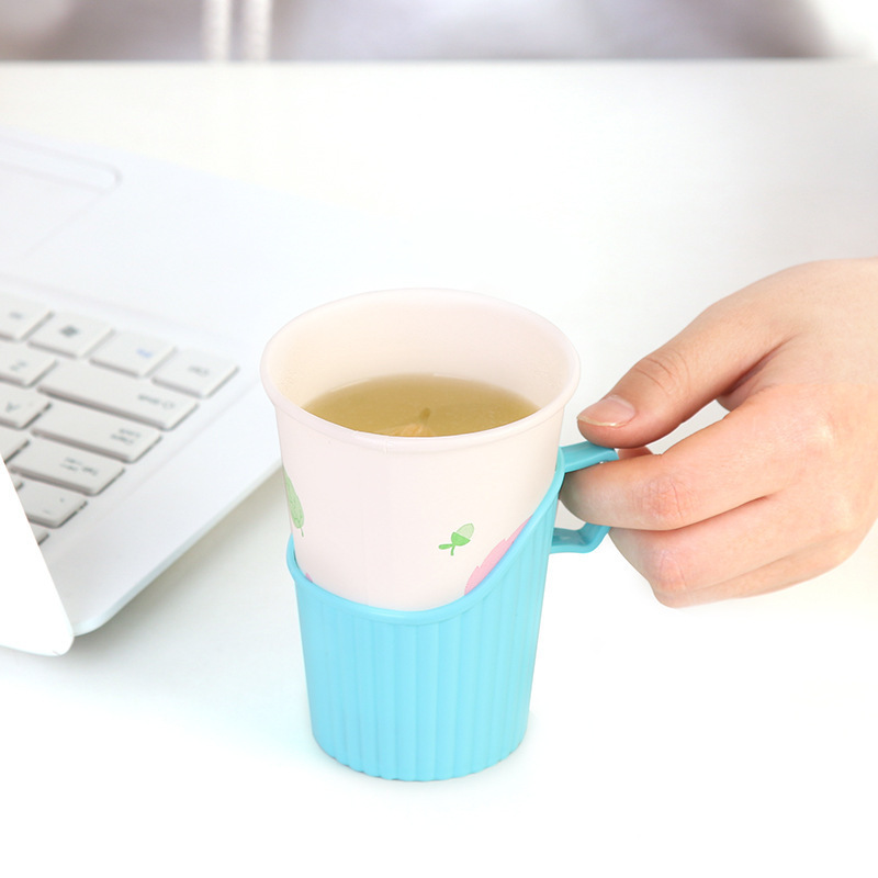 一次性纸杯托架 塑料防烫隔热杯托 水杯托架 杯托杯架杯套 批发