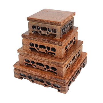 红木工艺品鸡翅木雕印章紫砂壶奇玉石木托实木正方形摆件底座