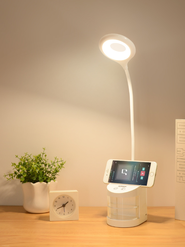 泰格信7010笔筒台灯护眼书桌大学生锂电可充电式宿舍学习创意收纳