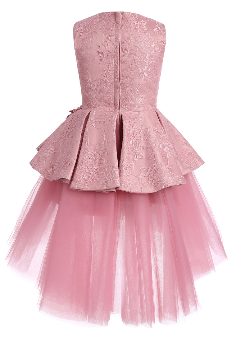 跨境外贸儿童褶皱蓬蓬蛋糕裙短款礼服女童演出小主持人礼服新款