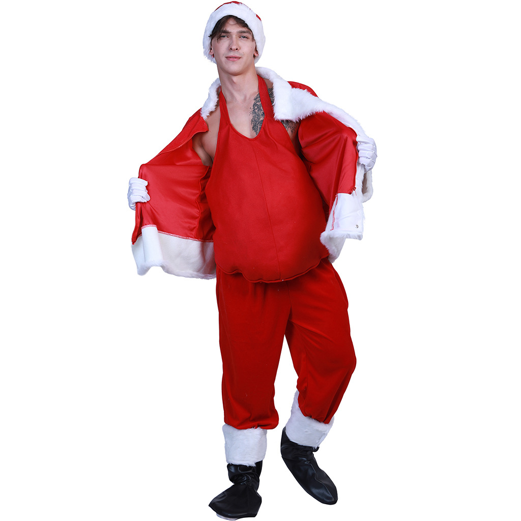 Factory in Stock Christmas Stage Makeup Performance Accessories Clothing Men and Women Santa Claus Fake Belly Dress up Props