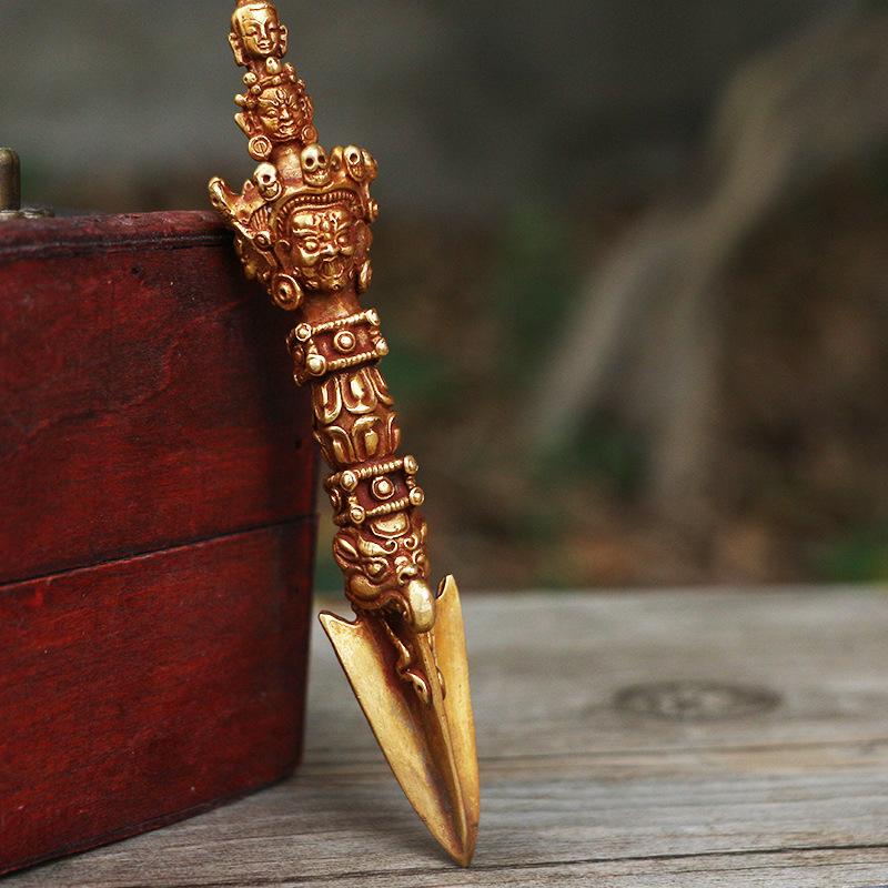 藏传佛教法器正宗尼泊尔手工秽迹小号金刚杵纯铜鎏金降魔杵法器