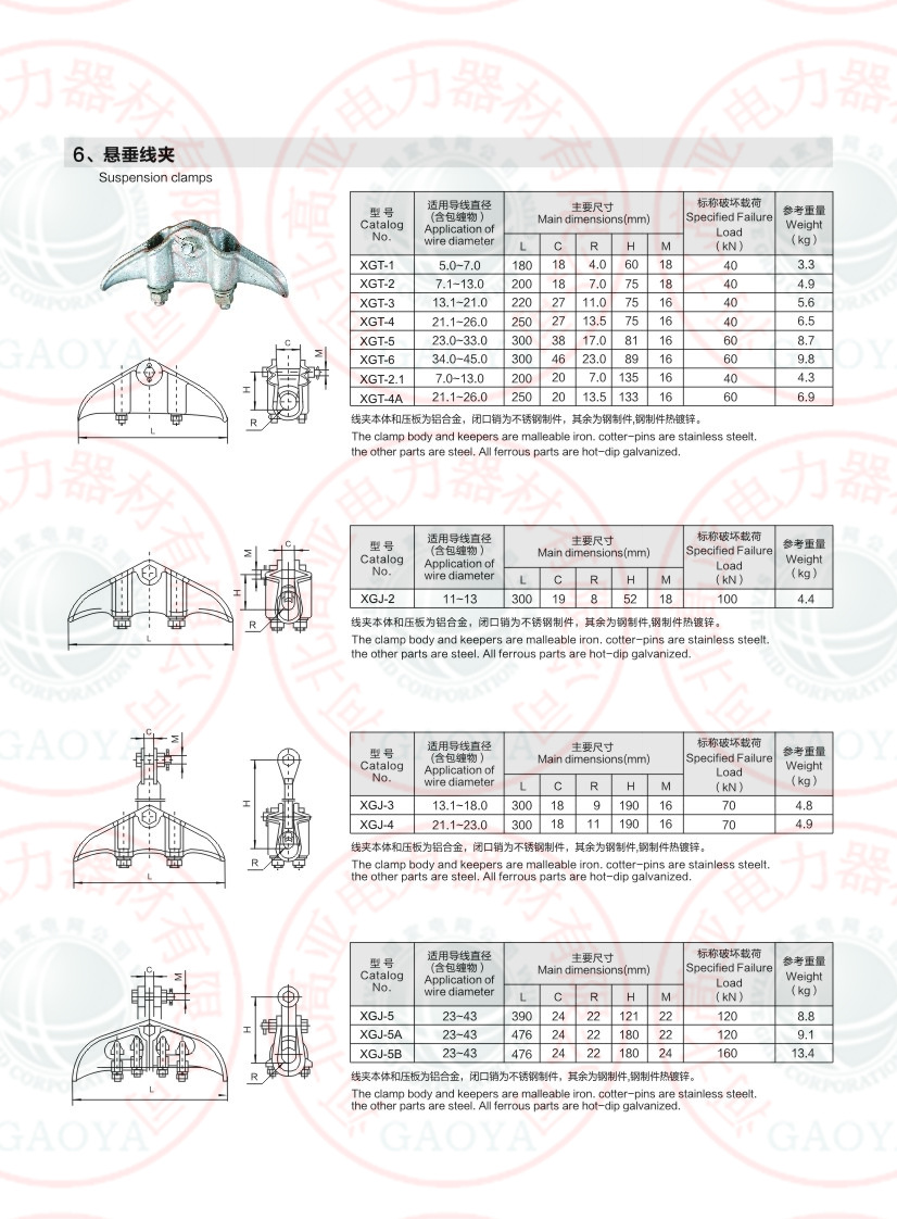 xt-6034型跳线悬垂线夹 铝合金提包式悬垂线夹 厂家直供