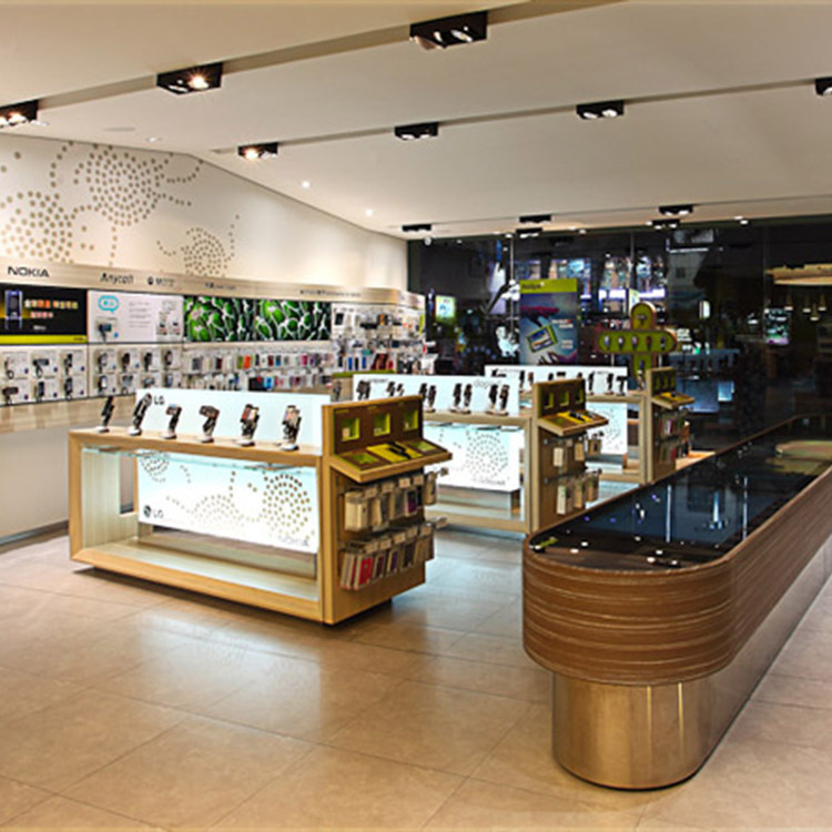 定制专卖店手机壳中岛柜双面 木质手机柜台 手机展示柜手机配件柜