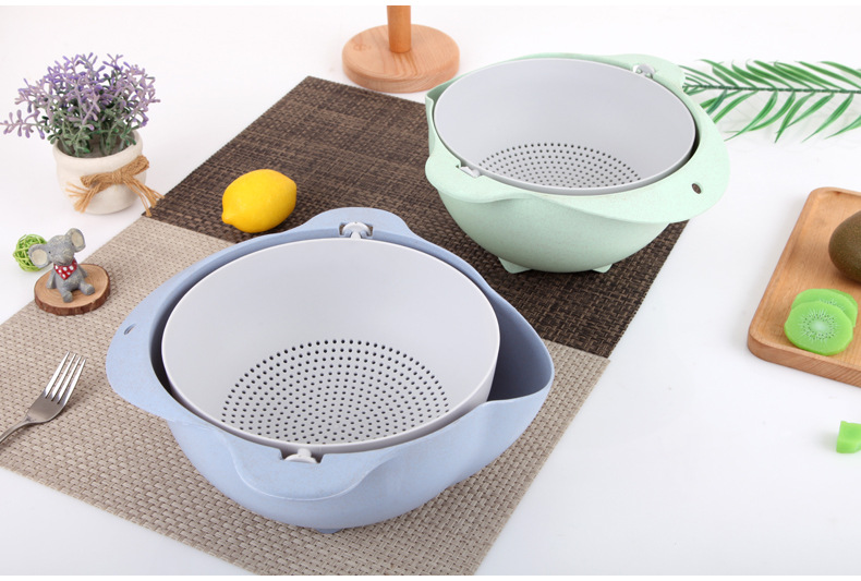 双层旋转自动沥水篮厨房洗菜盆水果盘创意滤水篮家用篮子大小号