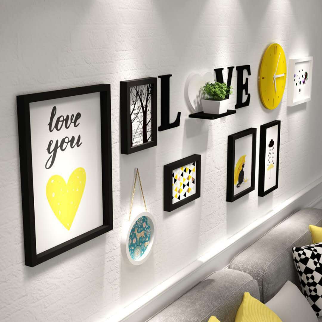 组合挂墙相框 简约北欧实木相框 实木照片墙 画框