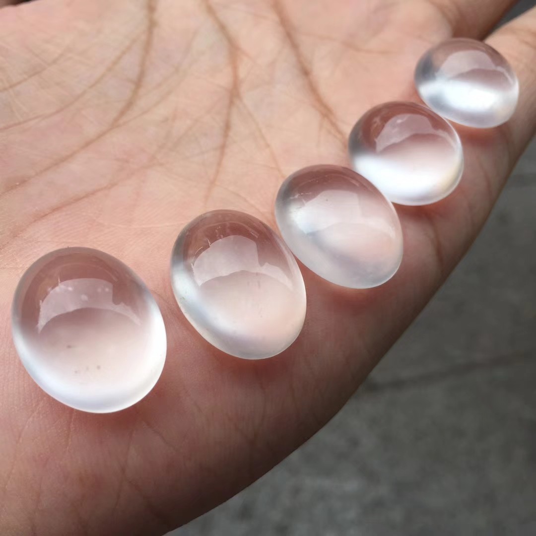 玻璃种起荧光水沫玉蛋面13~18mm