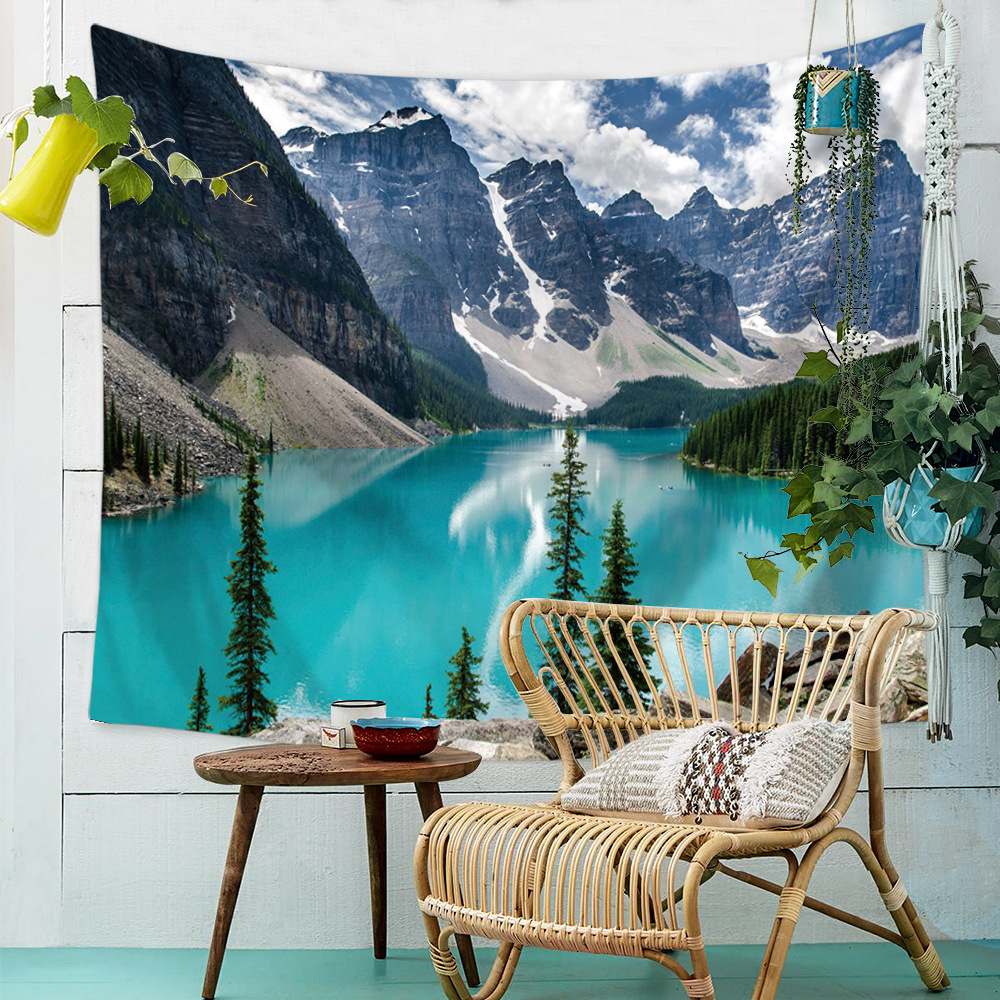 2018厂家直销跨境山水风景 多功能 挂毯 挂布 壁挂 沙滩巾