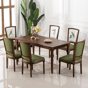 美式餐椅欧式实木餐桌椅咖啡厅酒店高档餐椅复古做旧橡木书房椅子