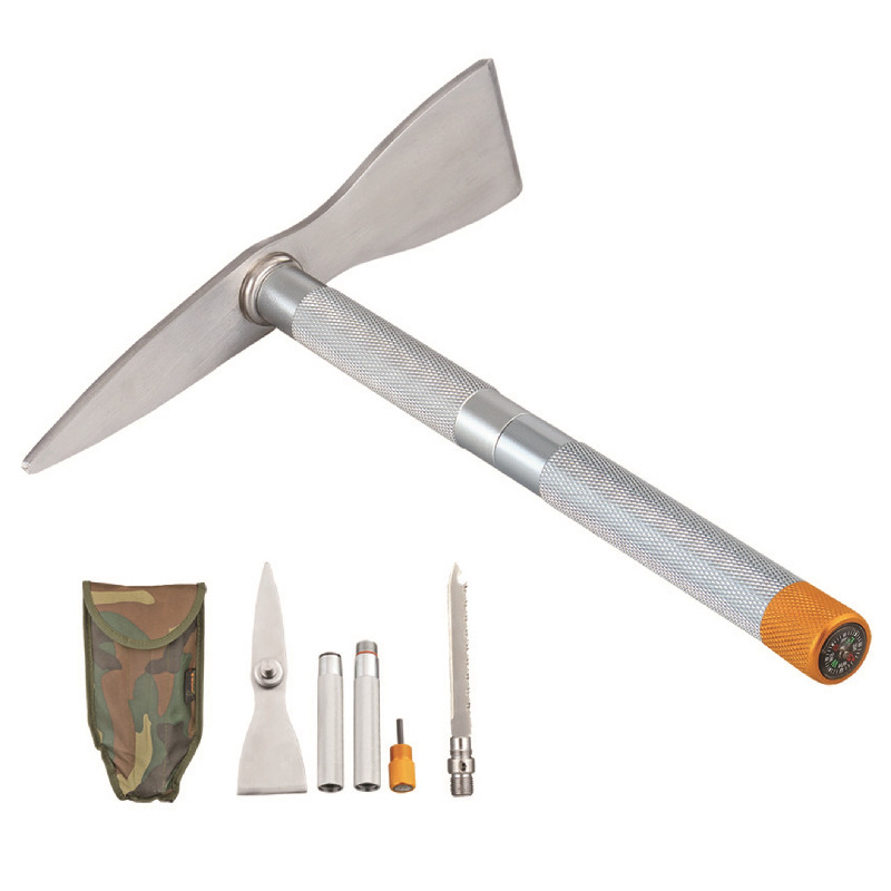 多功能户外钢镐不锈钢折叠野营登山镐工兵铲镐军镐求生工具独角兽