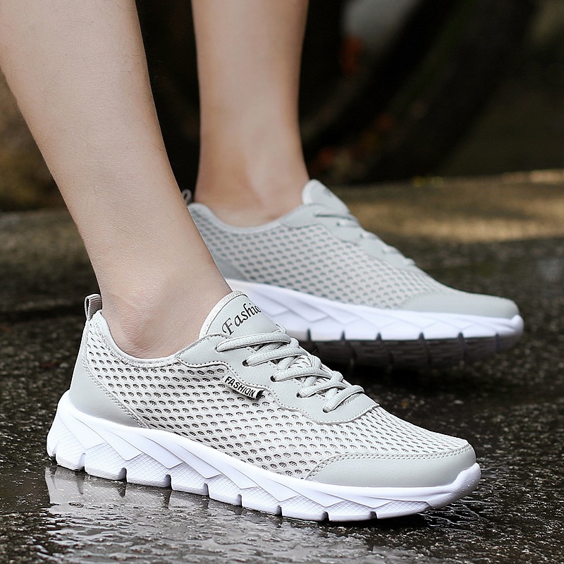 夏季网布鞋韩版45大号运动休闲潮一男一女加大46男女特大47网面鞋