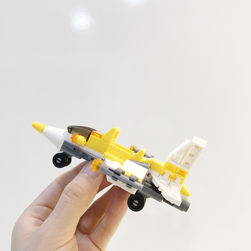 潮宝30121飞机小颗粒积木战斗机兼容乐高四款早教moc拼装儿童玩具