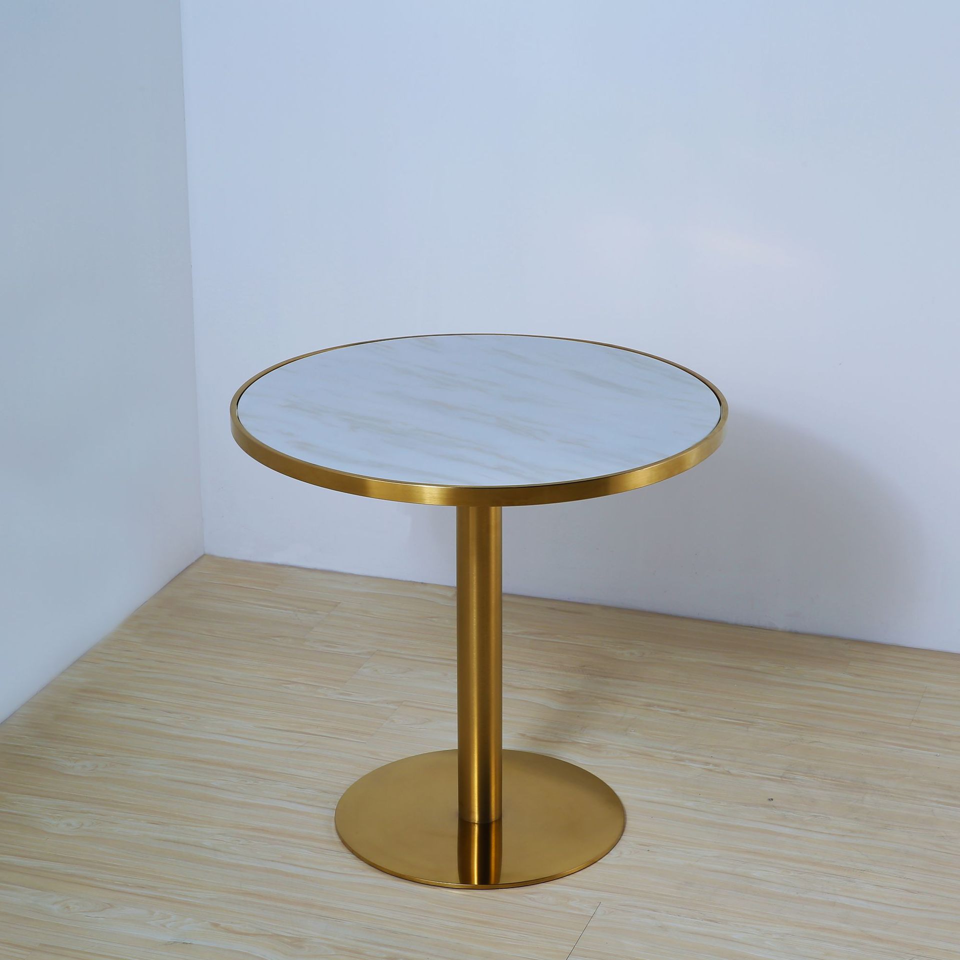 圆形餐桌【rt661】金色不锈钢脚圆形餐桌 酒店餐厅人造大理石餐桌