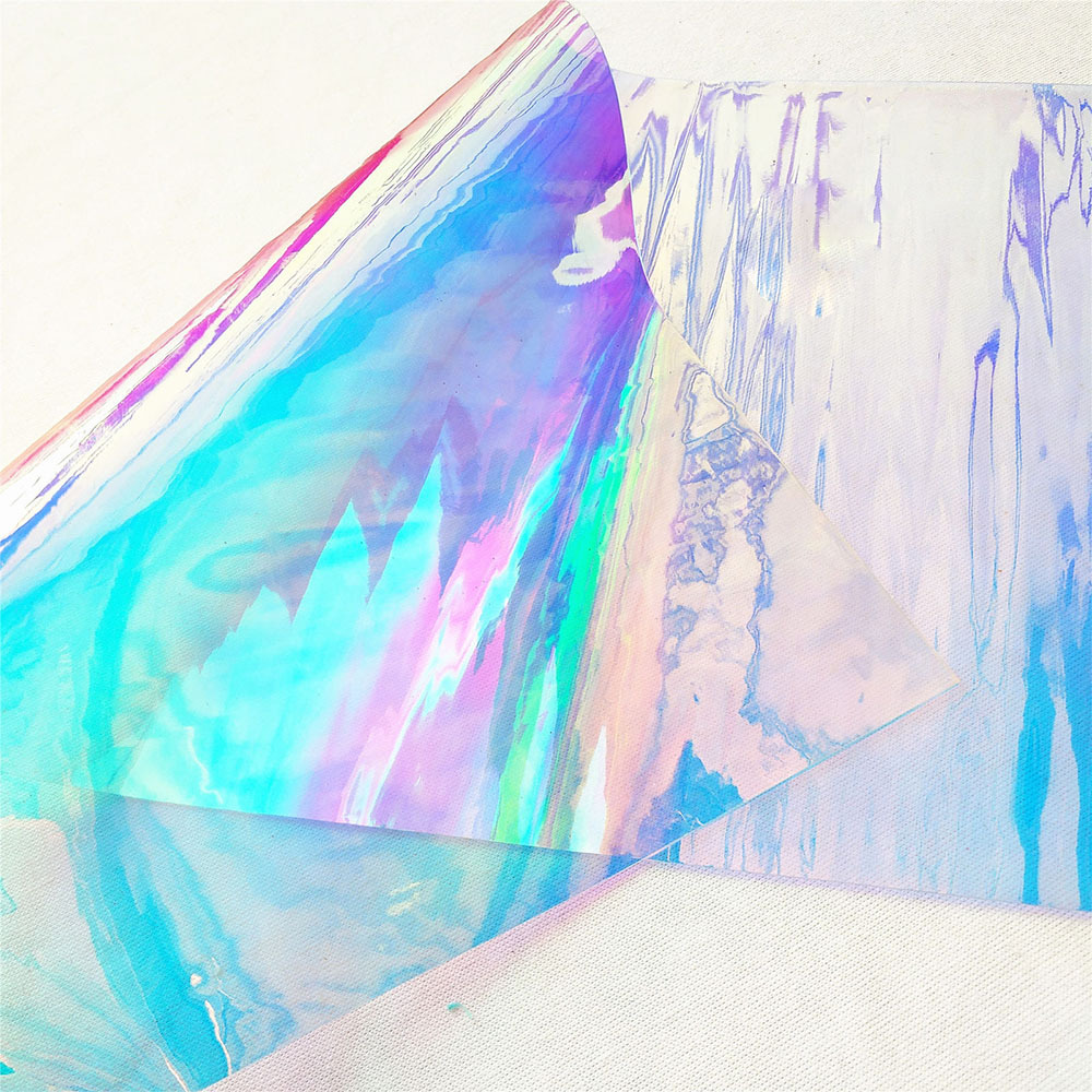 a4透明彩虹膜 pvc镭射透明幻彩膜镭射纸diy箱包衣物面料vinyl滴胶