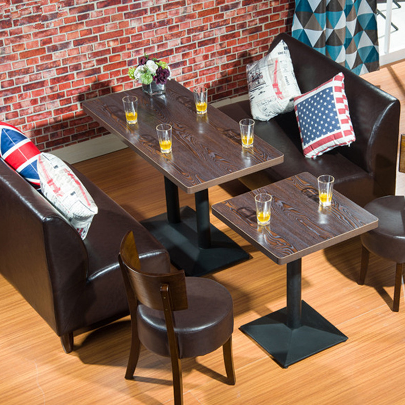 西餐厅咖啡厅卡座皮沙发桌椅组合 双人位奶茶甜品店茶餐厅餐桌椅