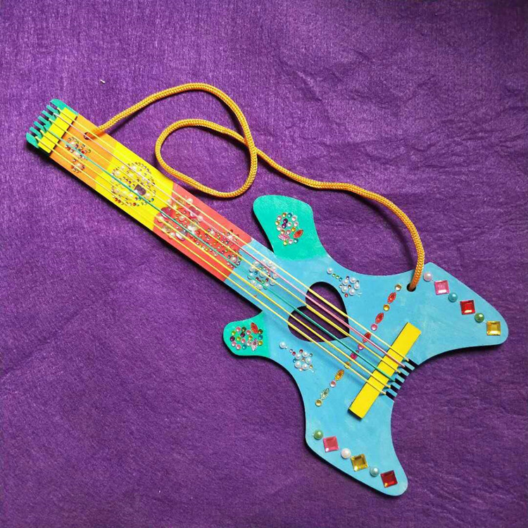 儿童手工diy绘画涂鸦白坯木制吉他幼儿园自制乐器吉它创意材料包