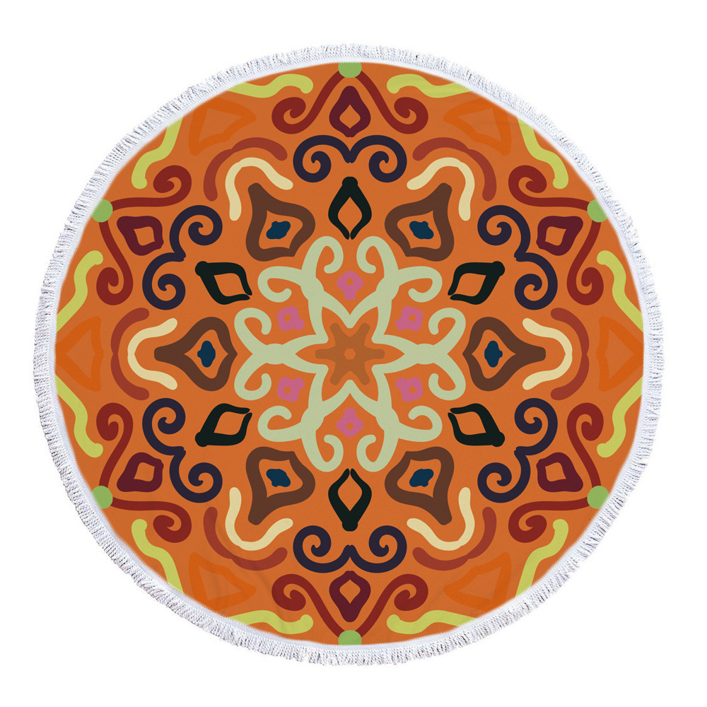 新款欧美圆形印花沙滩巾波西米亚花纹浴巾数码印花厂家直销定制