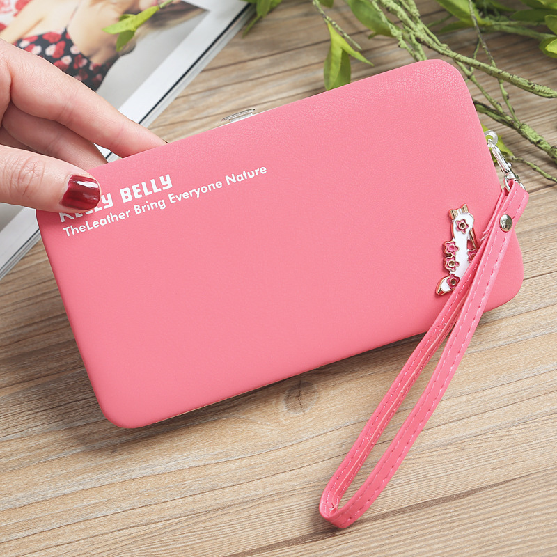 New High Heels Women's Wallet Kelly Belly Solid Color Long Pencil Box Student Clutch Mobile Phone Bag