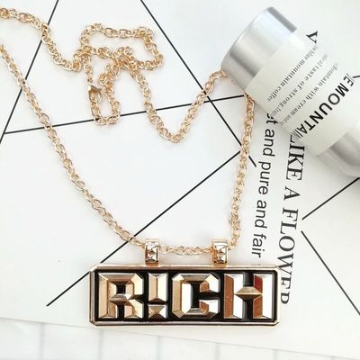 中国新说唱有嘻哈第二季晋级项链rich吊坠嘻哈首饰吴亦凡同款r!ch