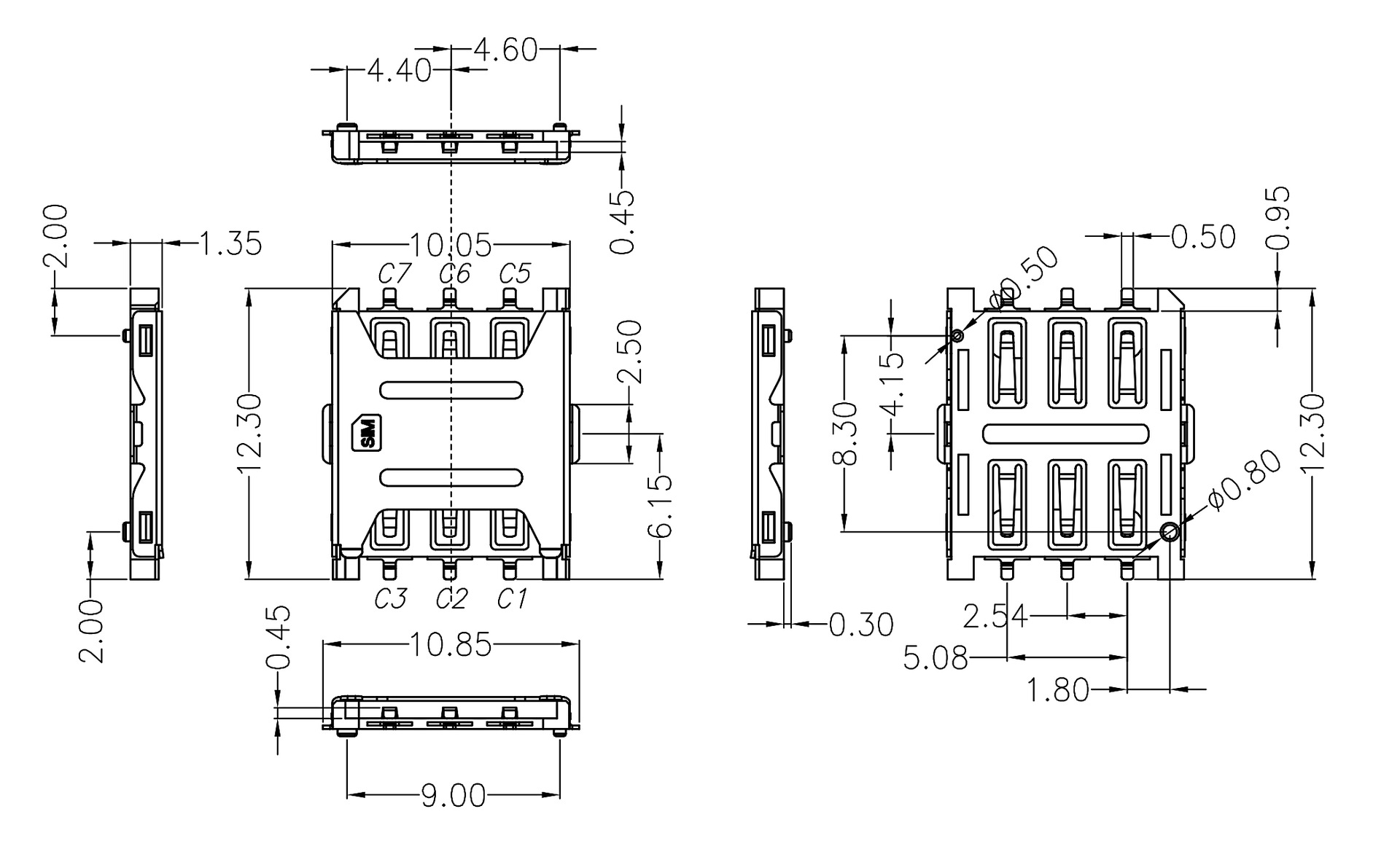 6p推拉式nano sim卡座smn-304抽拉式小卡