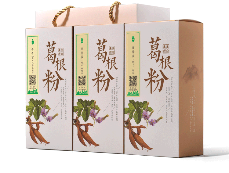现货葛根粉通用型精美包装盒 葛粉礼品盒土特产空白标签可定制