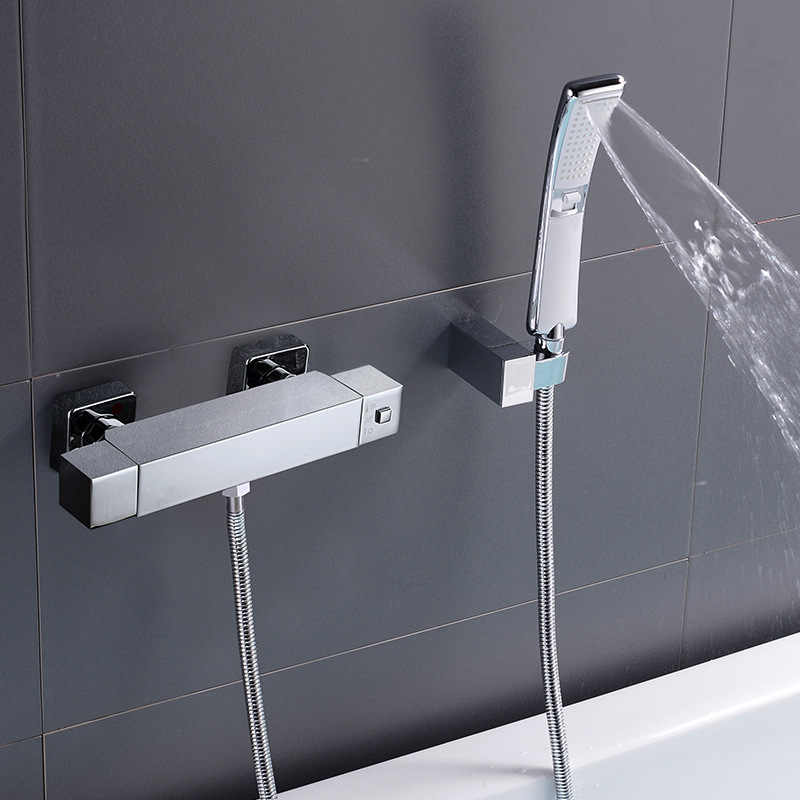 全铜方形恒温淋浴龙头冷热恒温水龙头混水阀温控花洒