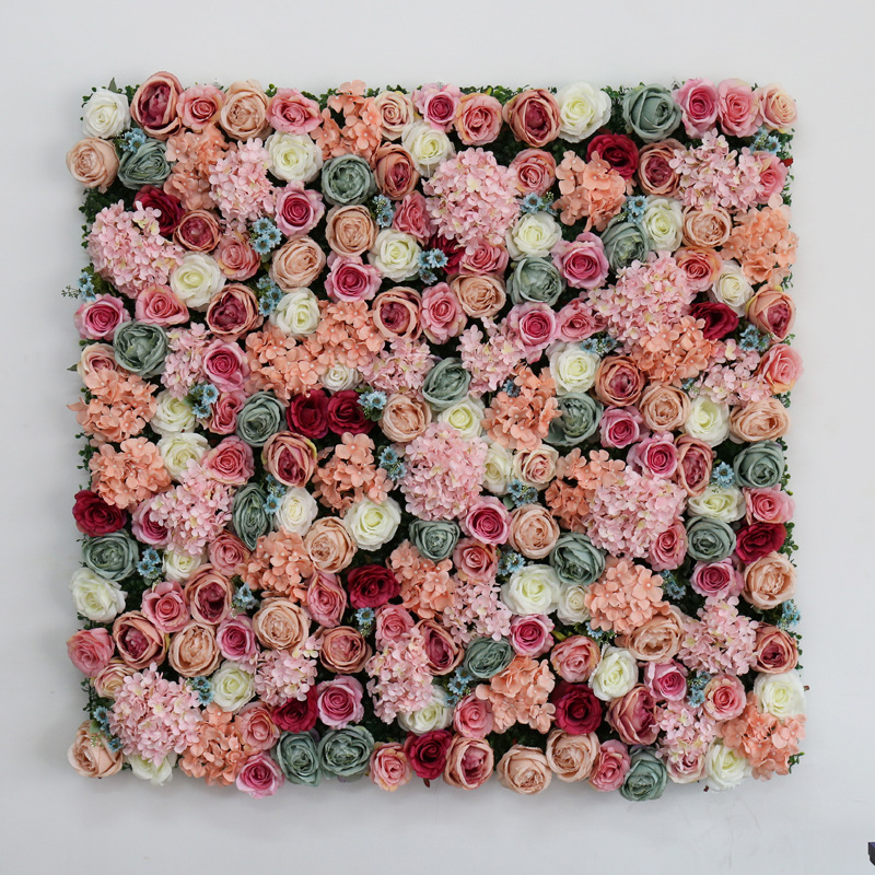 复古玫瑰花墙 莫兰迪色装饰背景墙 油画玫瑰仿真花墙 店铺装饰墙