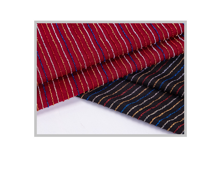 彩色横条亮丝针织面料 女装金银彩线布料 t恤面料 连衣裙面料现货