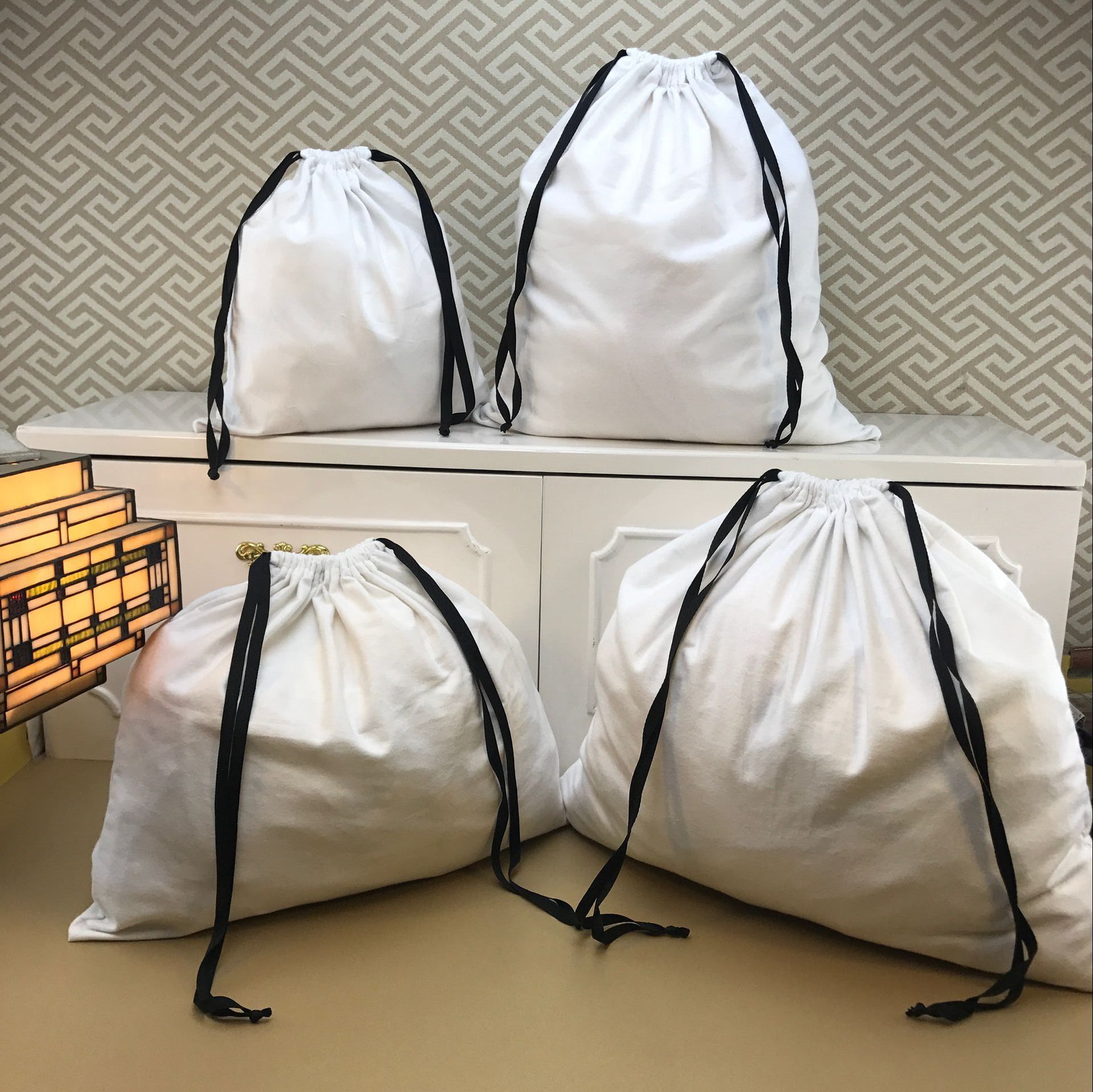 白色头防尘袋 多尺寸束口袋 纯棉法兰绒布袋包包防尘袋定制批发