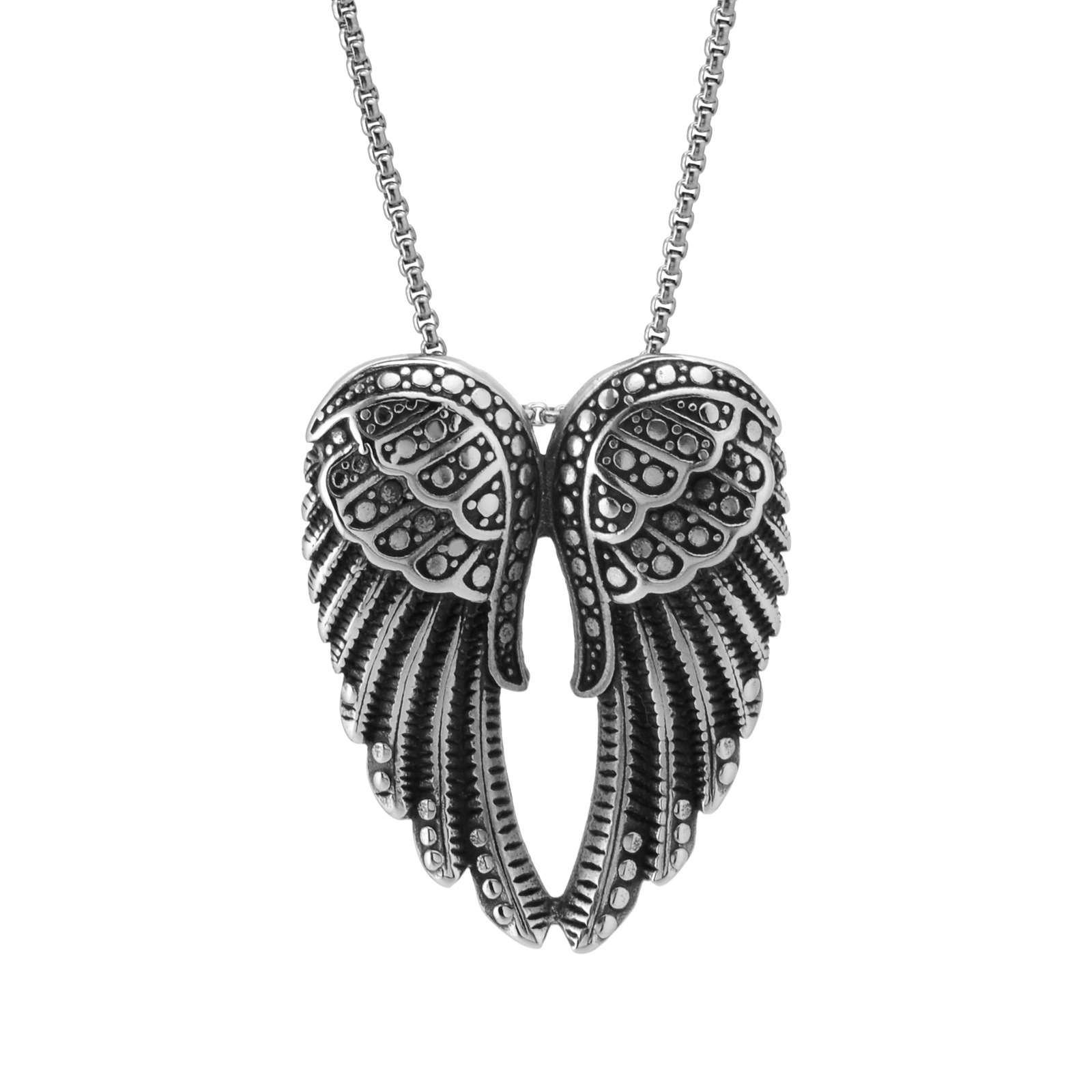 爆款钛钢项链天使的翅膀 不锈钢纪念宠物吊坠厂家直批