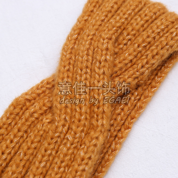 Factory Direct Sales New Mixed Color Mohair Seamless Front Cross Women's Knitted Hair Band Autumn and Winter Warm Hair Band