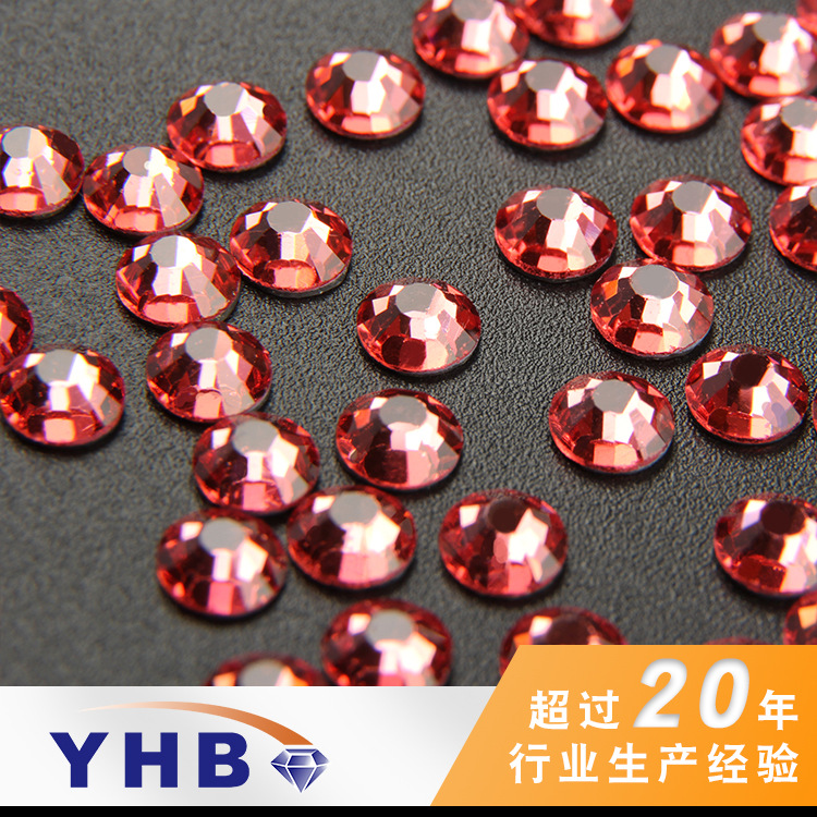 Foreign Trade Hot-Selling Ornament Accessories Hot Drilling Lotus Red Glass DMC Drill Ss34 Luggage DIY Decoration Glass Drill Accessories