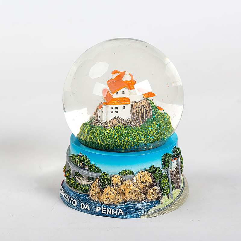 65mm巴西旅游纪念品树脂雪花水晶球 3d微景观建筑物内景雪花球