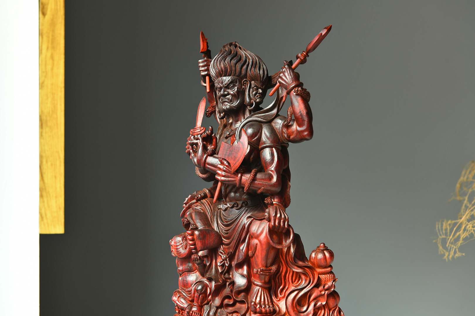 印度小叶紫檀八臂金刚摆件高油高密老料名家手工清刀款木质工艺品