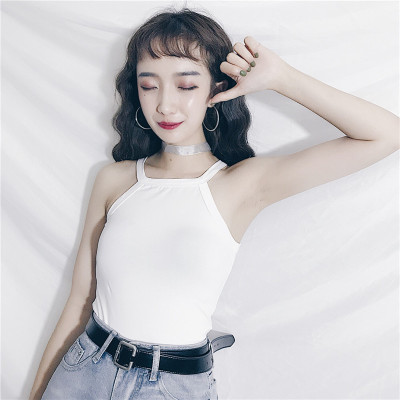 小心机挂脖吊带背心女百搭紧身外穿上衣夏季新款2018韩版打底衫