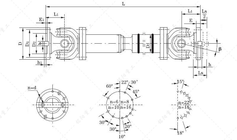 铭阳万向联轴器swpe型有伸缩法兰长型十字轴式万向联轴器制造