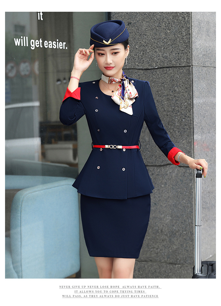 空姐制服2018新款美容院会所前台工作服时尚职业装套装女套裙正装
