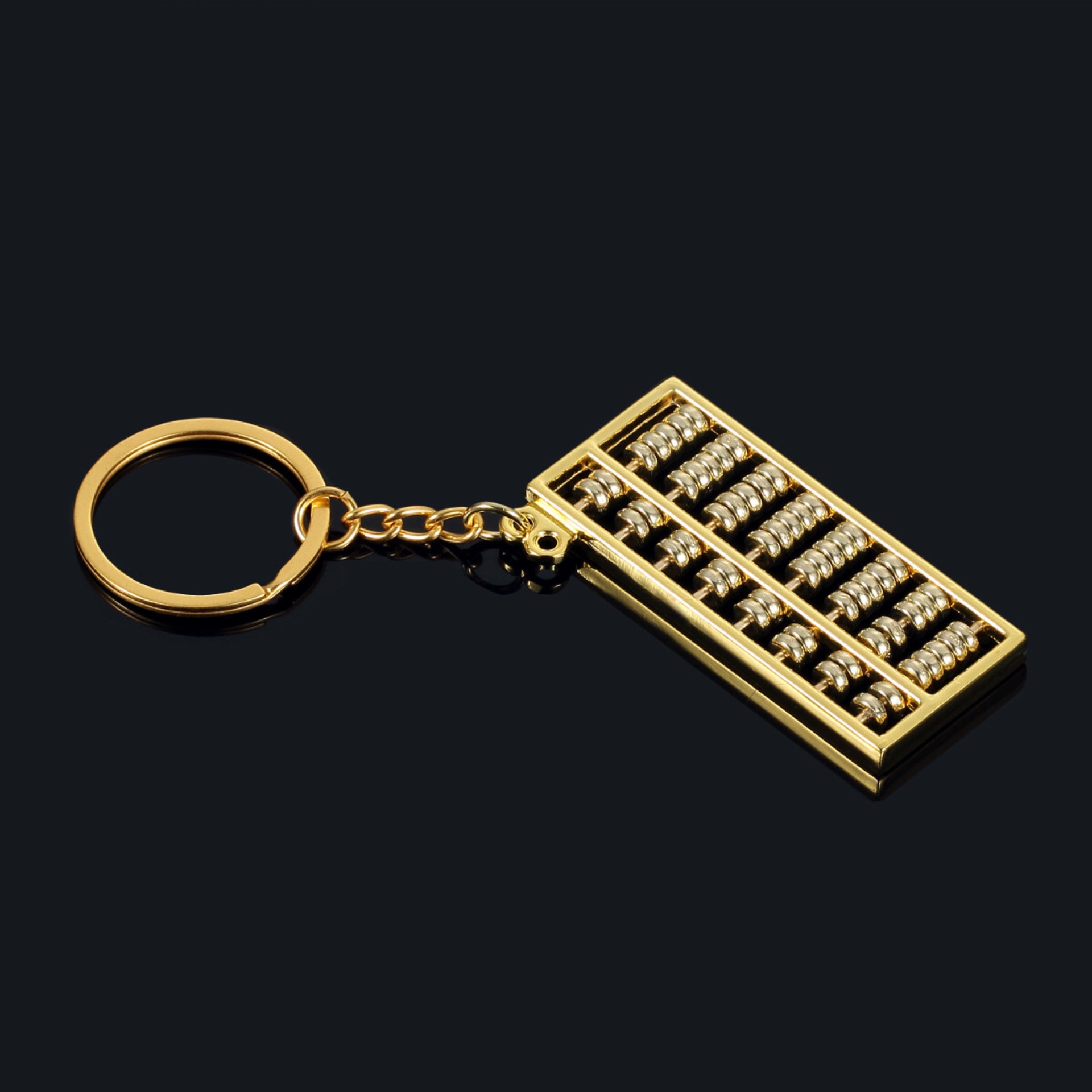 创意活动珠子6档8档金银算盘金属钥匙扣汽车钥匙圈链环挂件配饰