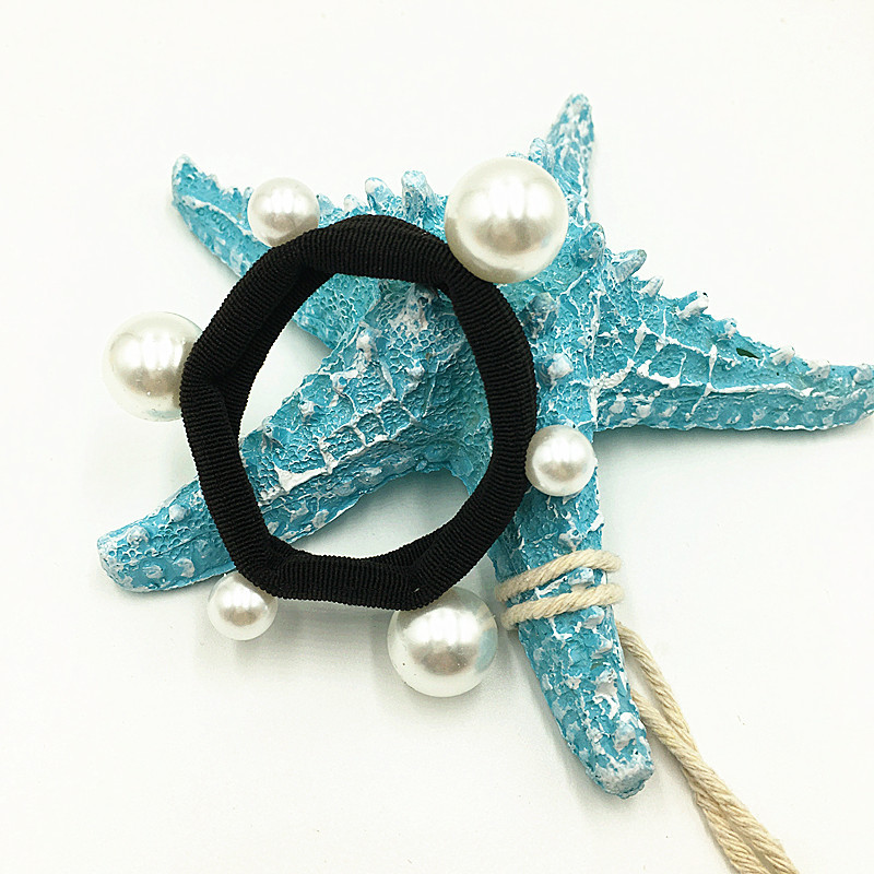 Internet Celebrity Bun Large and Small Pearls Hair Band Towel Ring Seamless Beaded Hair Rope High Elasticity Non-Deformation Rubber Band