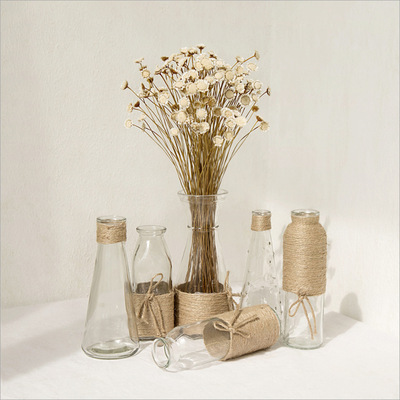 ins复古风北欧创意手工麻绳玻璃瓶餐厅酒吧家居软装装饰水培花瓶