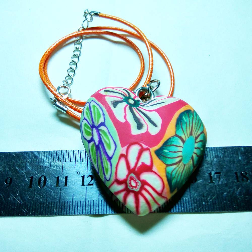 50*30mm彩色软陶吊坠金色圆形皮筋链韩版项饰品 香巴拉多彩坠