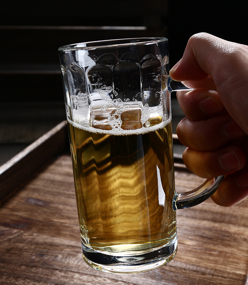 加厚大容量玻璃啤酒杯带手把柄啤酒杯马克玻璃水杯玻璃扎啤杯