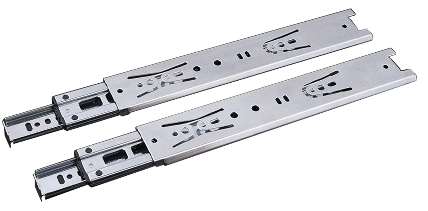 厂家直销 钢珠滑轨三节缓冲式钢珠导轨 超静音缓冲滑道 可定制